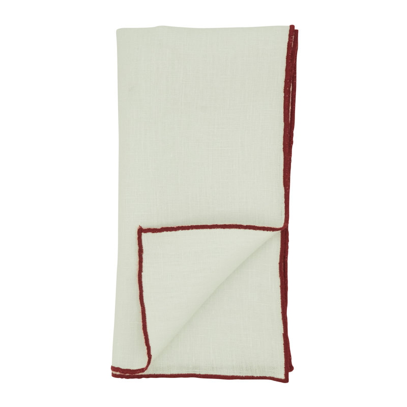 Set of 4 Dartmouth Linen No Pattern Square Napkins, Red