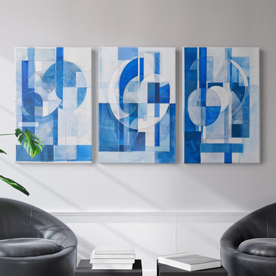 Abstract Series XXVII -Set Of 3 Gallery Wrapped Canvas -Ready to Hang