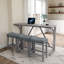 Ensemble de table de bar industriel avec prise de courant, conception peu encombrante pour les salles à manger et les salles de jeux, durable et facile à assembler