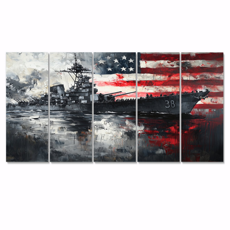 Ambresha - USA Wall Art - Art mural traditionnel, toile 5 pièces, H 32 po x l 80 po