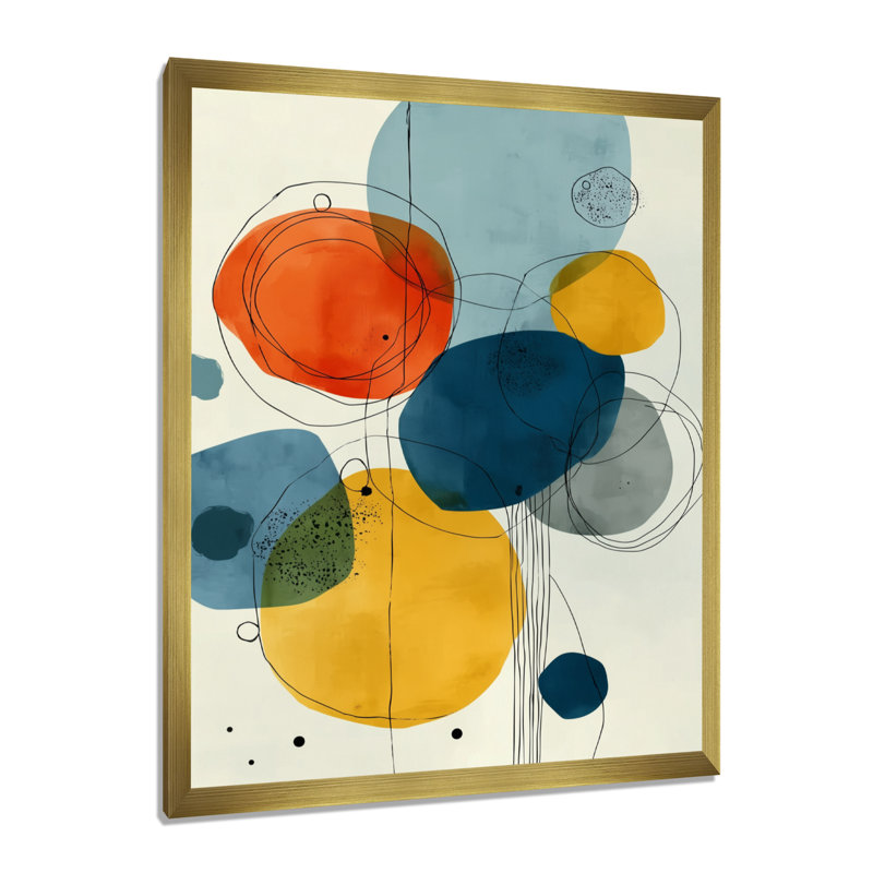 «Minimalist Meditation Stone Collage», décoration murale moderne Mid-Century, art mural moderne encadré bleu Mid-Century