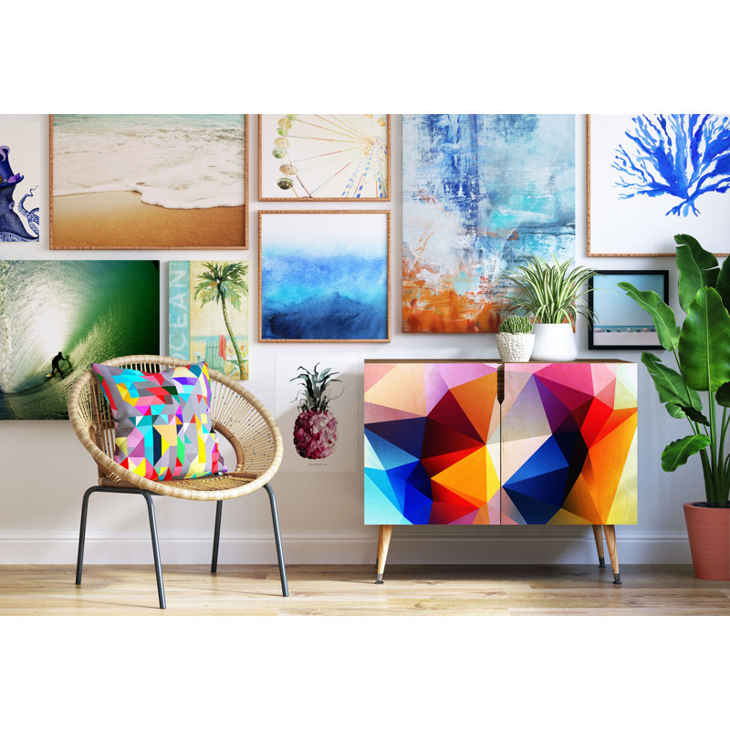 «Cosmos» par Michelle Oppenheimer - reproduction sur toile, H 18 po x l 26 po x P 1,5 po, Toile encadrée noire, Pas de tapis