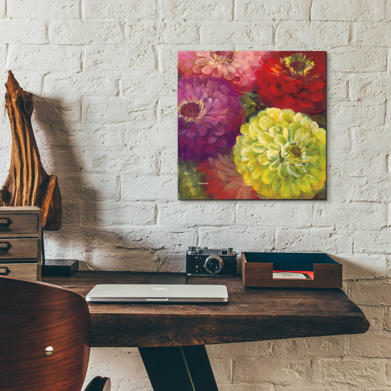 «Zinnia Gala I» par Carol Rowan, H 12 po x l 12 po x P 0,13 po