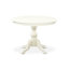 L'ensemble 5 pièces de table et chaises de cuisine comprend une table de salle à manger ronde avec piédestal et 4 chaises de salle à manger Parson en tissu gris, lin blanc-853530672-853530682-853530676