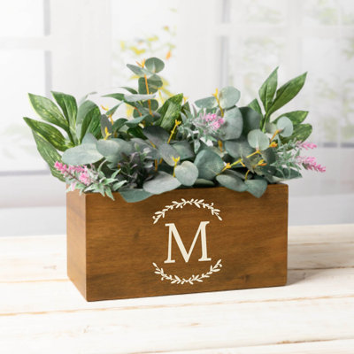 Caisse en bois massif en monogramme couronne
