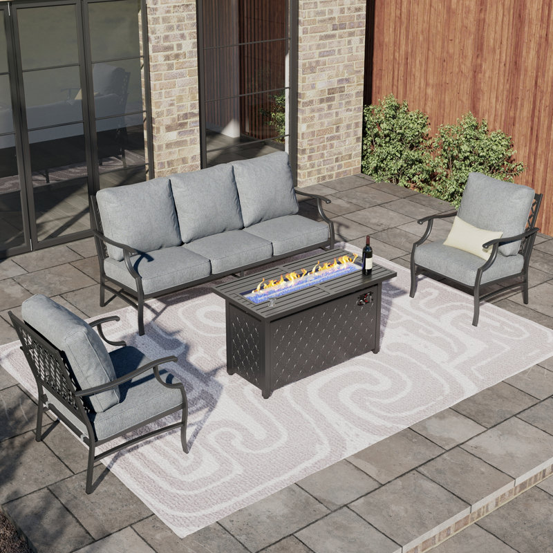 Asfand Outdoor Patio Conversation Furniture Set, Gray