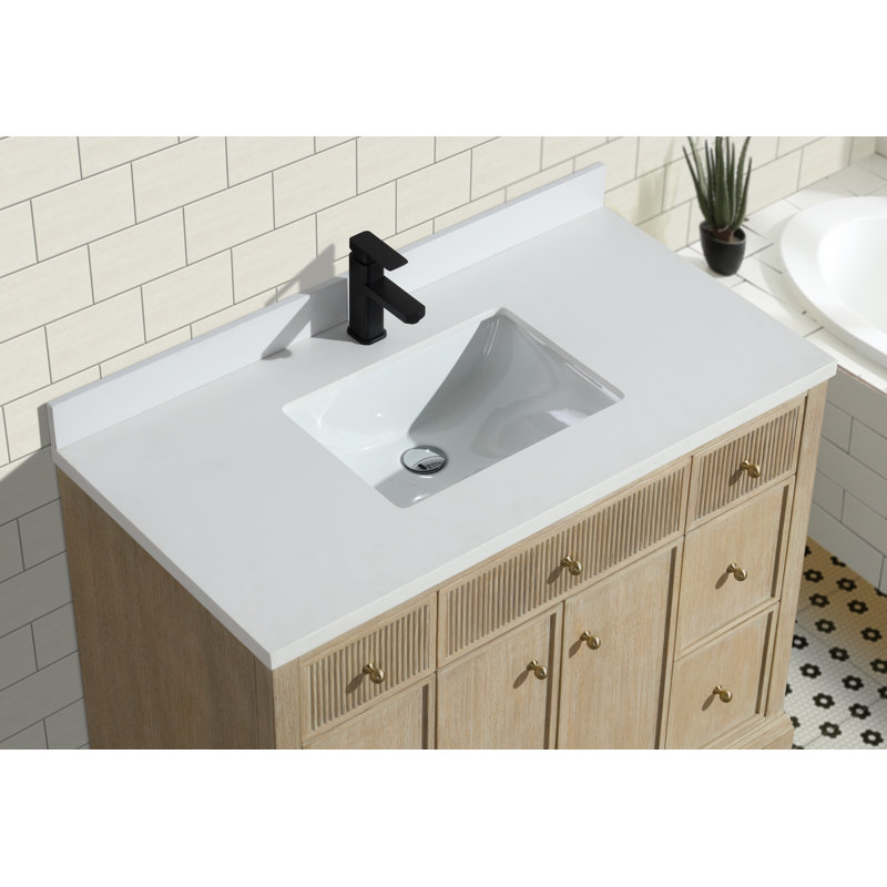 Redondo 42" Ash Oak Single Bathroom Vanity with Quartz Top