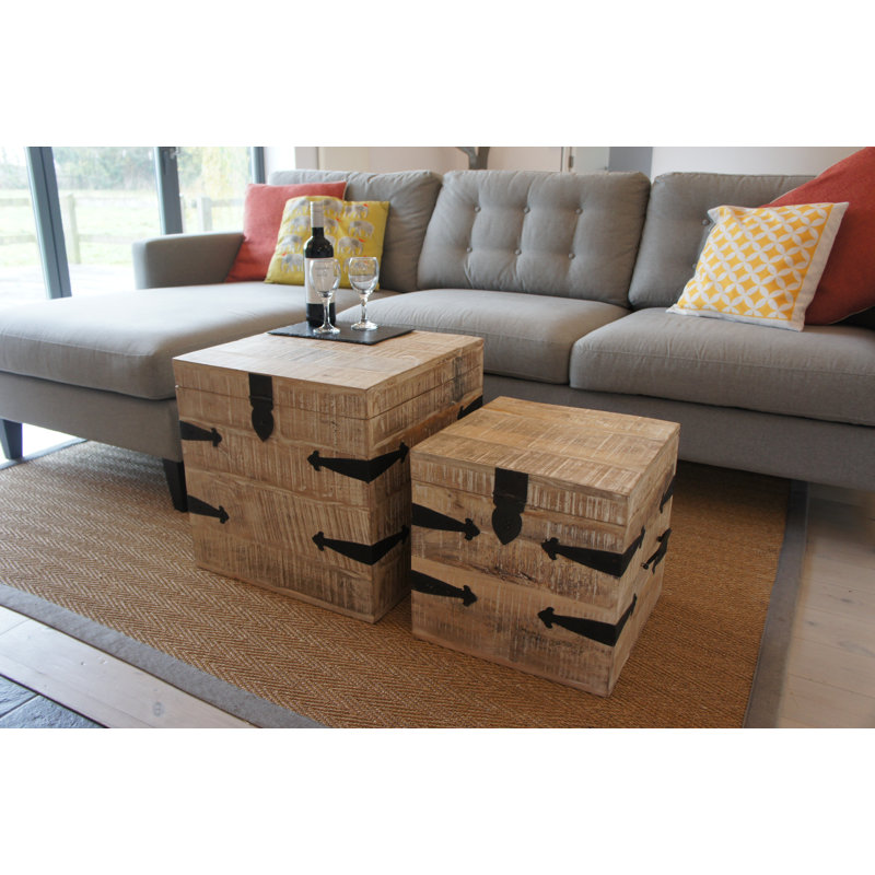 Templeton Solid Wood Block Side Table Set