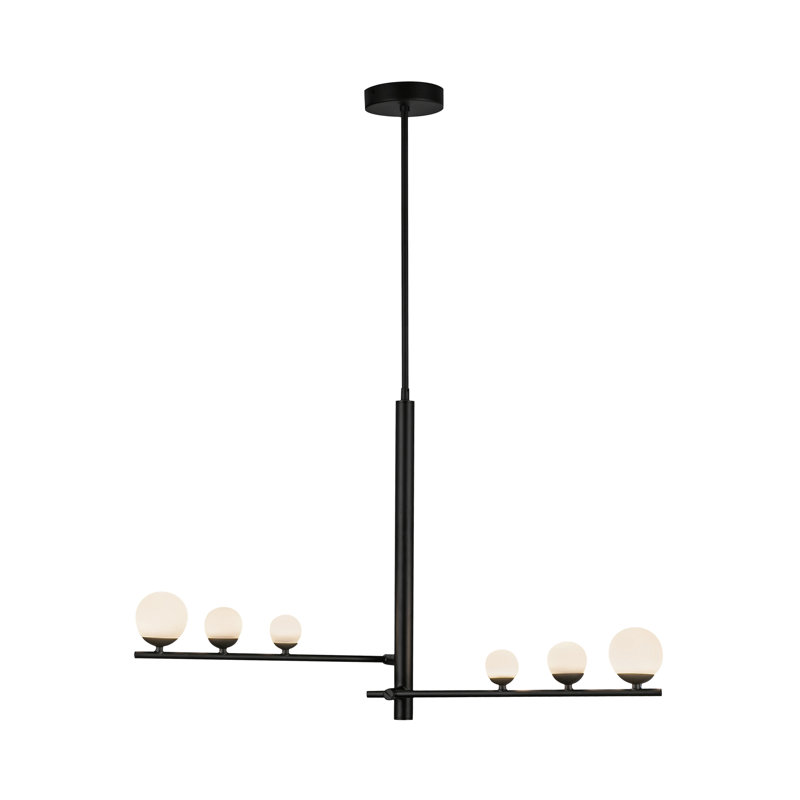 Cypress 2 Arm Opal Glass LED Pendant, Black