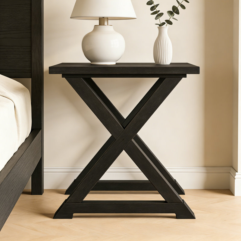 Table d'appoint carrée - Table d'appoint moderne en X | Table de bout, table de chevet ou table de chevet polyvalente pour le salon, la chambre à coucher ou le bureau (22 po x 23,5 po x 23,5 po)