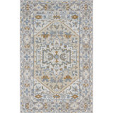 Hardwick Oriental Hand Tufted Wool Soft Gray/Blue/Yellow Area Rug