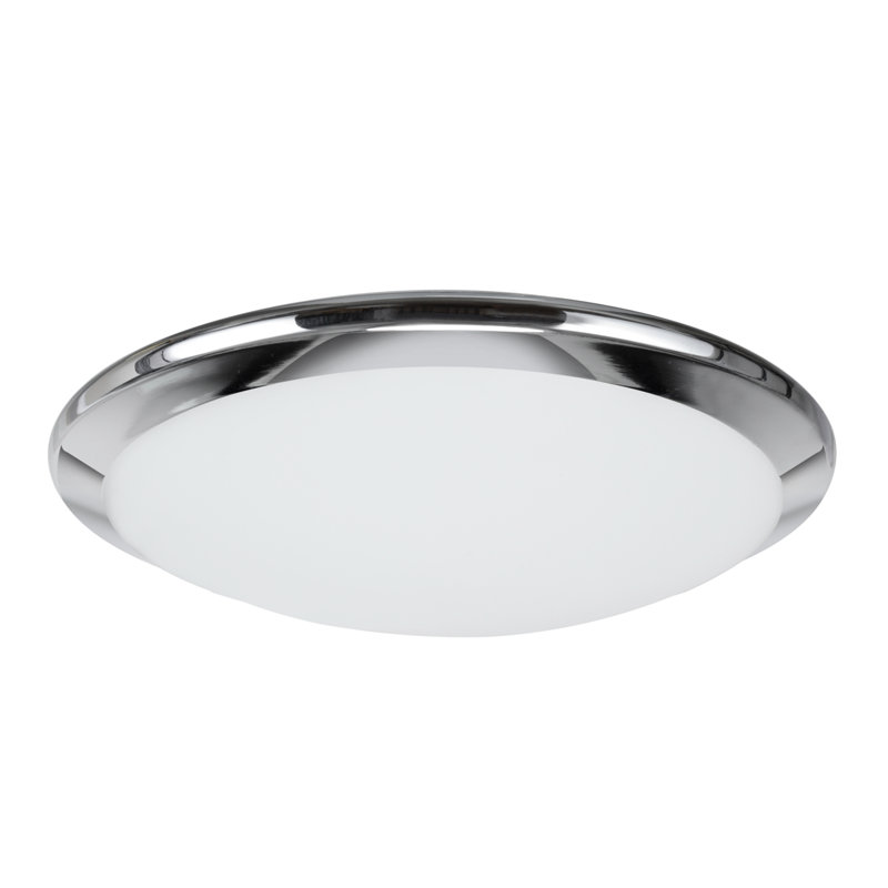 Glass LED Flush Mount, Chrome, 3.5" H x 15" W x 15" D