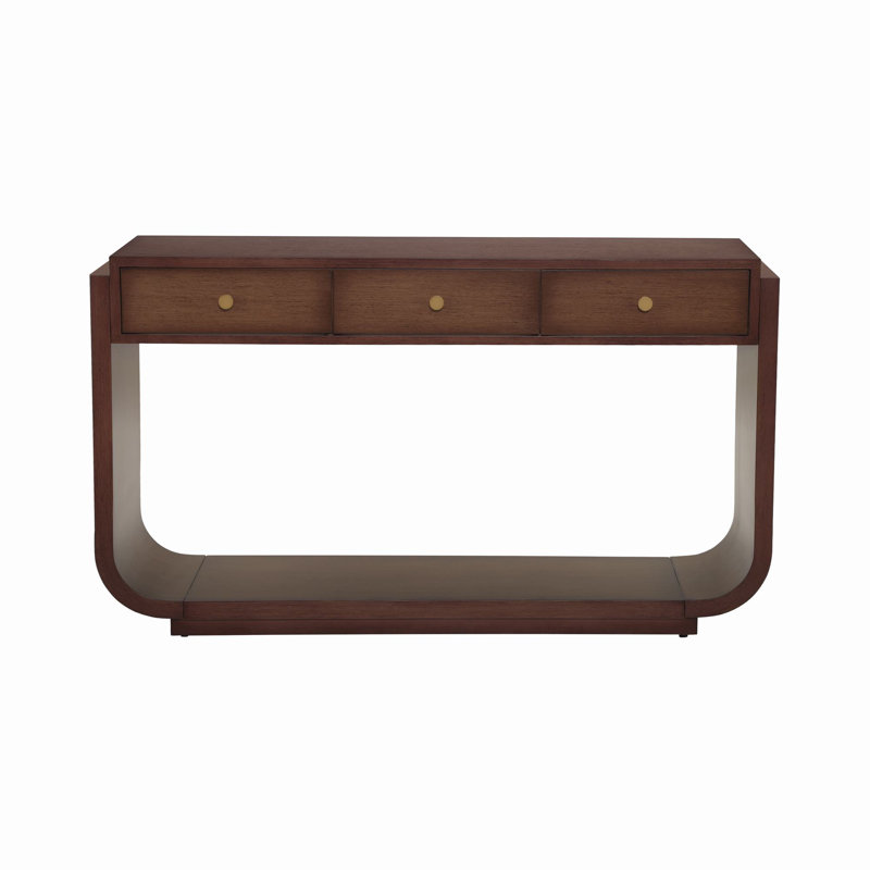 Naun 55.04‘’ Console Table, 3 Storage Drawers, Walnut 