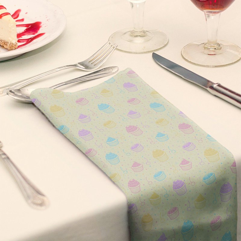 Polyester Abstract Square Napkin, Yellow Multicolor, Polyester Twill, 0.1" H x 10" W x 10" D