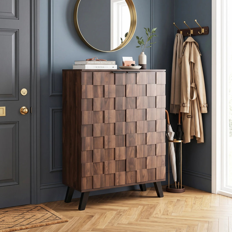 15 Pair Shoe Storage Cabinet, Walnut