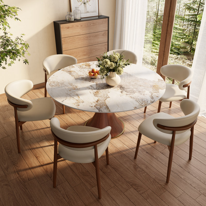 Ensemble de salle à manger 7 pièces Spiro, H 29,52 po x L 59,05 po x l 59,05 po, Brun