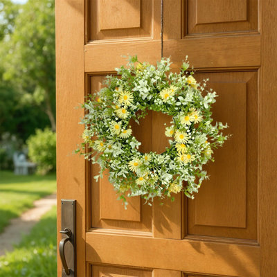 Spring Simulation Flower Wreath Easter Door Ring Hanging Home Decoration