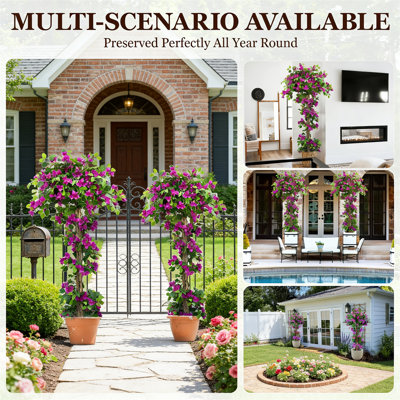 5FT Purple Bougainvillea Artificial Tree With Realistic Wood & Flowers For Outdoor Indoor Home Office Porch Decor