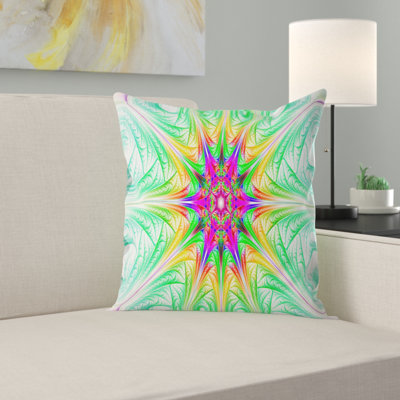 Vitrail vert fractal - coussin imprimé abstrait