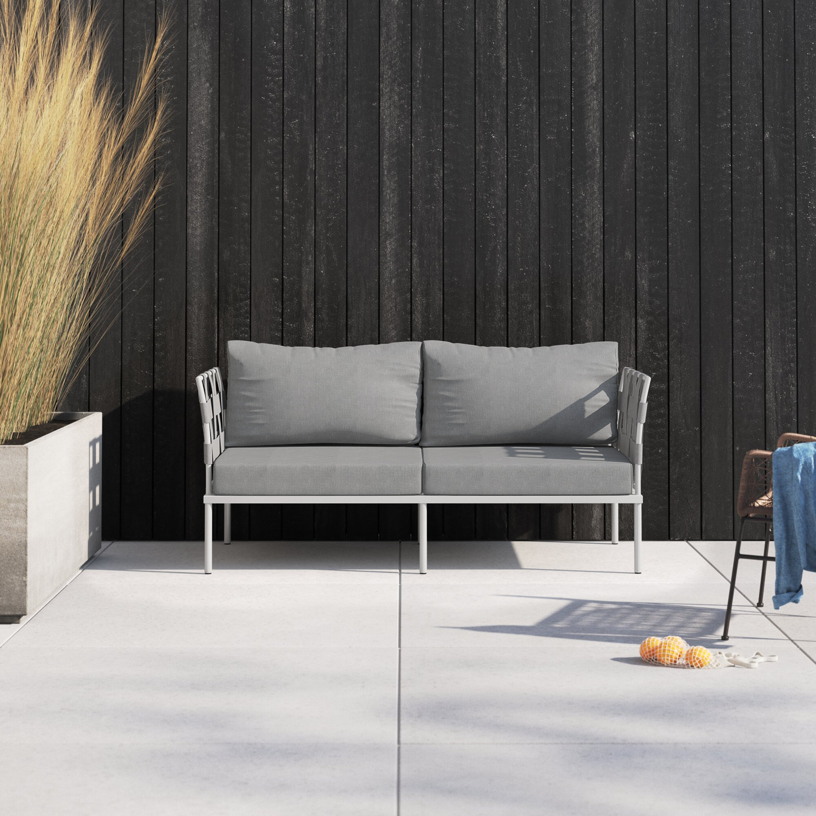 Harmony Outdoor Patio Aluminum Loveseat, Gray