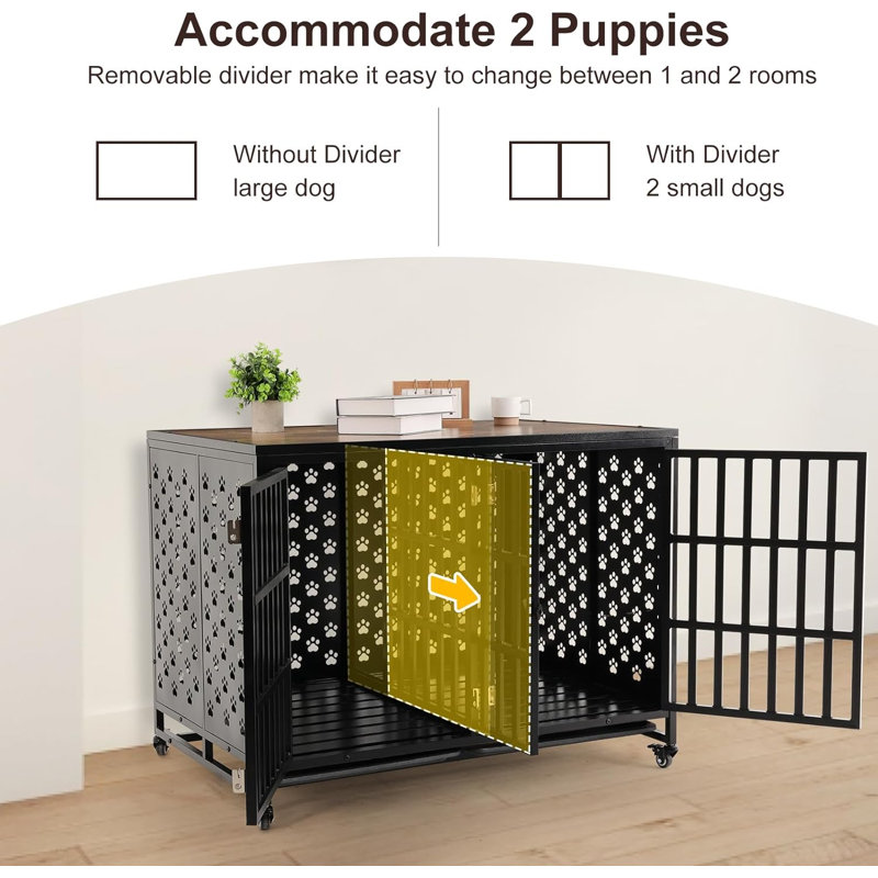 Evanee Stainless Steel Dog House, 33" H x 43.3" W x 29.1" D