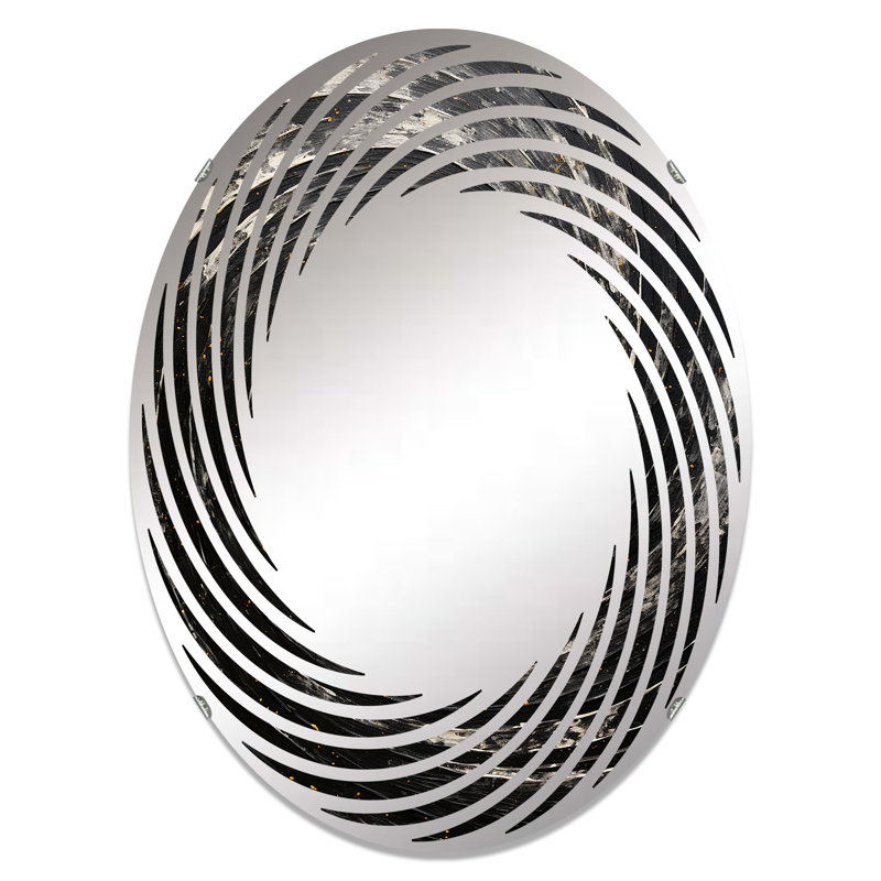 Miroir mural noir à spirale cosmique, spirales abstraites noir moderne - spirale à courant cosmique noir I, 35,4 po x 23,6 po