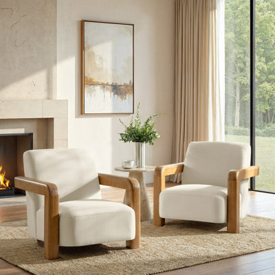 Chaise d'appoint rembourrée avec structure en bois d'hévéa massif Jakira