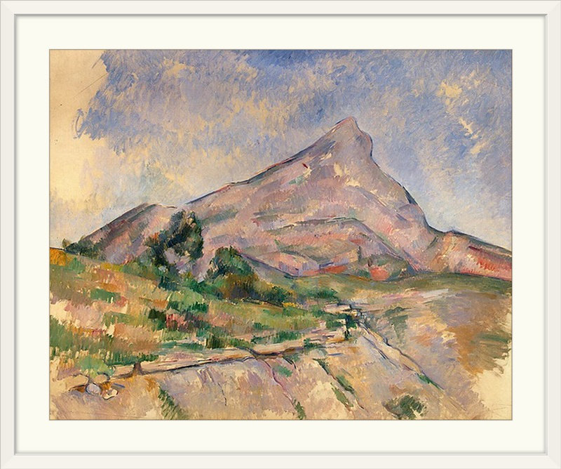 « sainte victoire, 1897 98 » par reproduction d’art Paul Cezanne, H 24 po x l 28 po x P 1 po, Cadre blanc