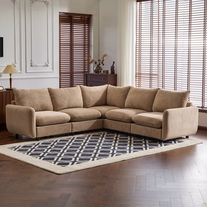Canapé modulaire surdimensionné en L 5 pièces, H 34 po x l 99,5 po x P 99,5 po