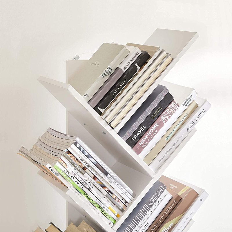 Trivette Geometric Bookcase, 55.7" H x 20" W x 11" D, Cloud White