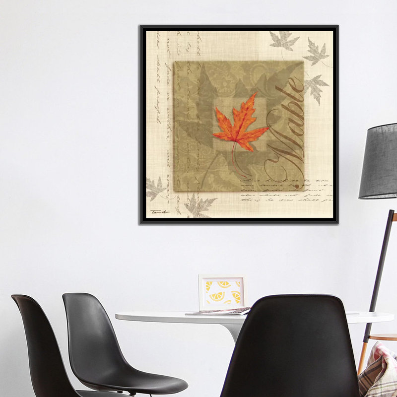 « érable », reproduction d’impression sur toile tendue, H 18 po x l 18 po x P 1,5 po, Toile avec cadre noir, Pas de tapis