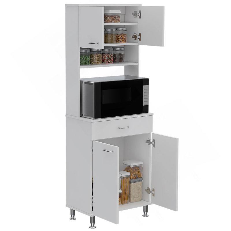 Garde-manger Piacenza, armoire à deux portes doubles, finition blanche