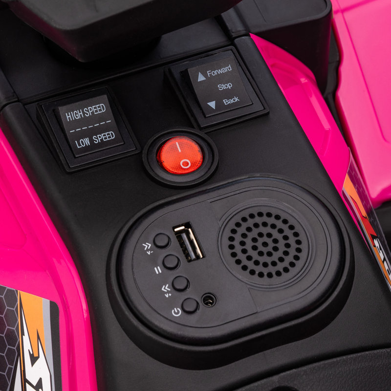Aosom 12 Volt 1 Seater All-Terrain Vehicles Battery Powered Ride On, Pink/Black