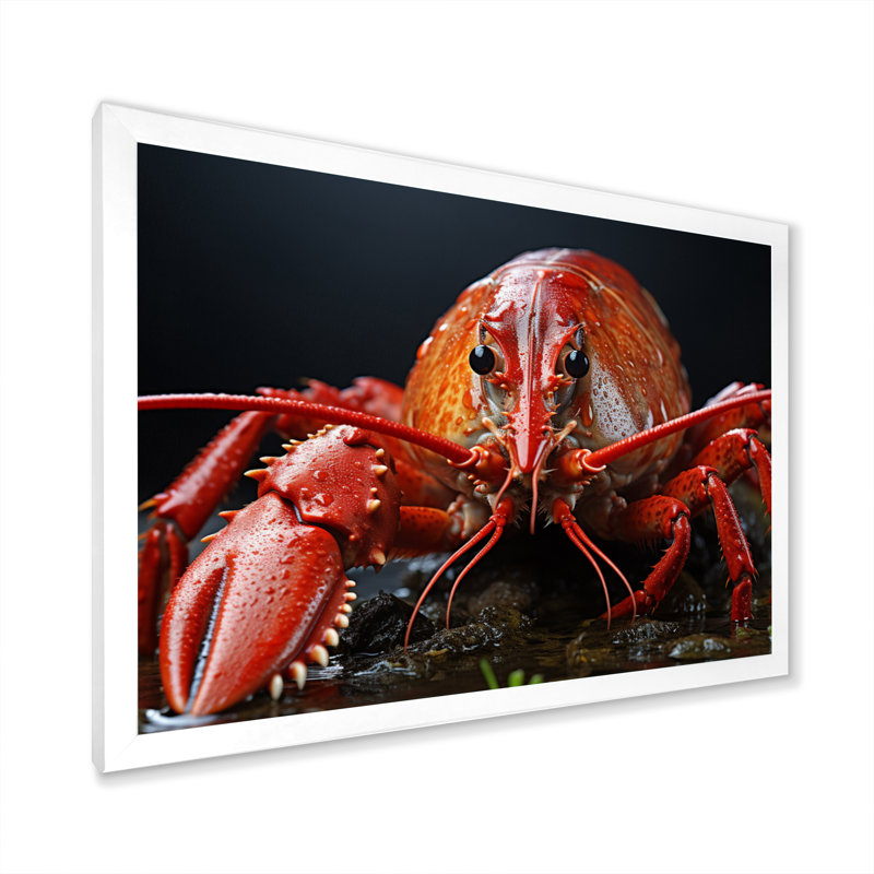 Crayfish Selfie I - Animals Wall Art Prints, H 30 po x l 40 po x P 1,5 po, Cadre simple blanc