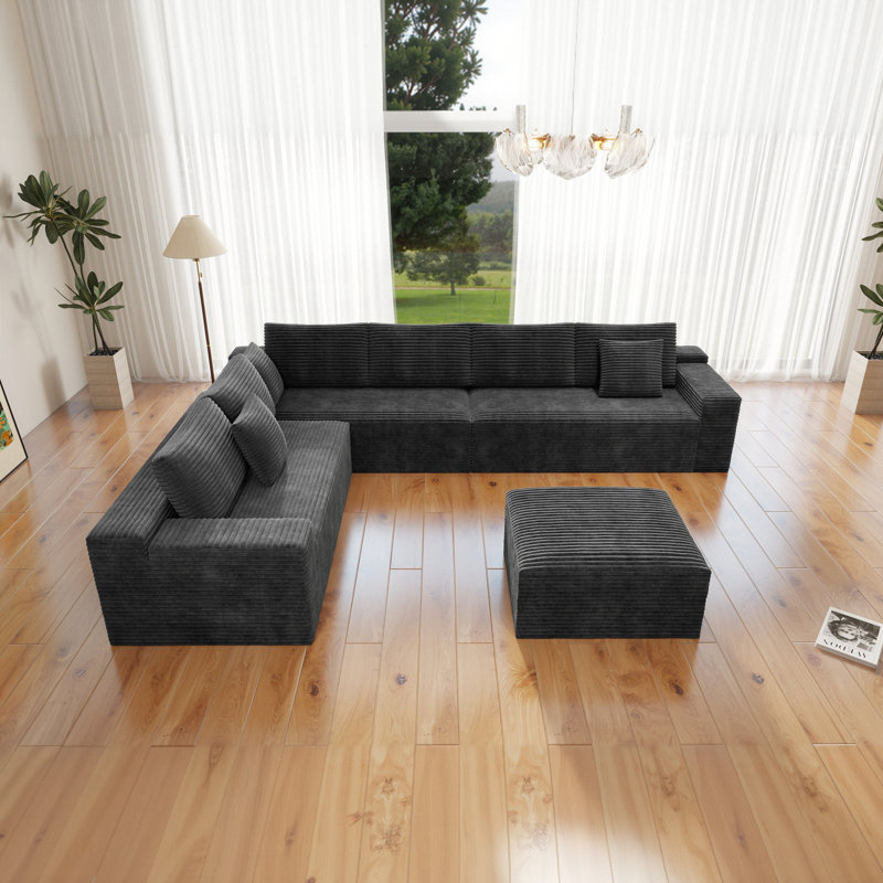 Canapés modulaires gris moelleux, aucun assemblage requis, meubles de salon modernes