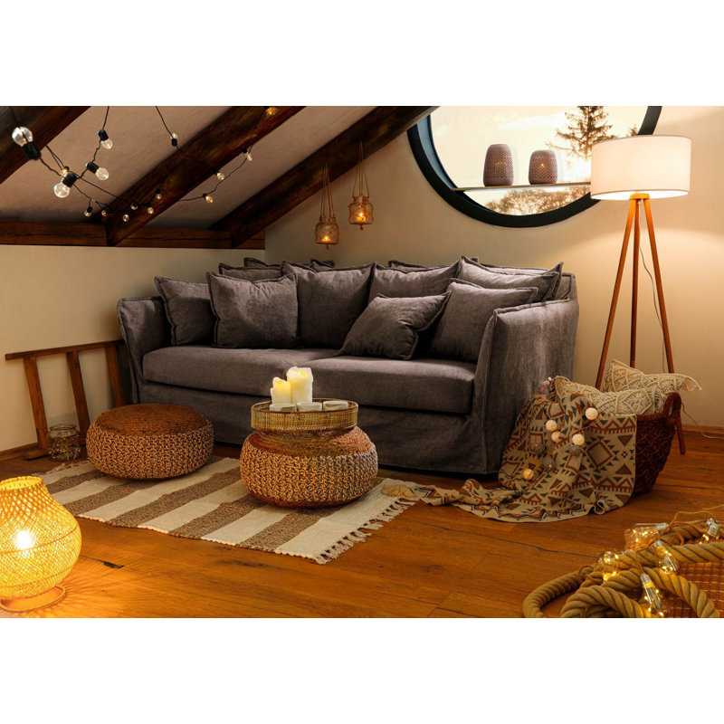 AMY 2 Seater Bean Bag Sofa, Brown, white and pink