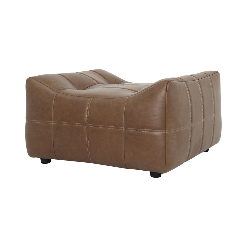 Repose-pieds en cuir Casa, Sienne antique