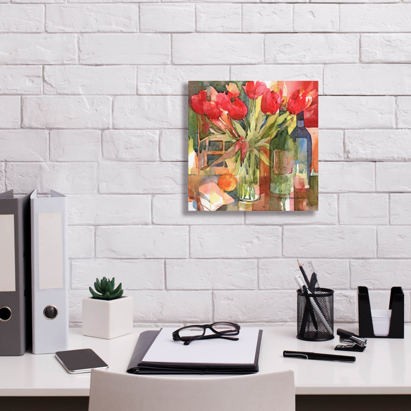 «Bottles & Blooms» par Annelein Beukenkamp, art mural sur toile, H 12 po x l 12 po x P 0,75 po