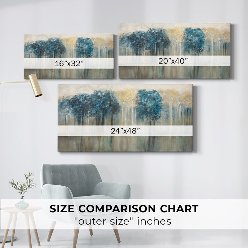 Tree Line - Toile tendue avec châssis - Prêt à accrocher, H 16 po x l 32 po