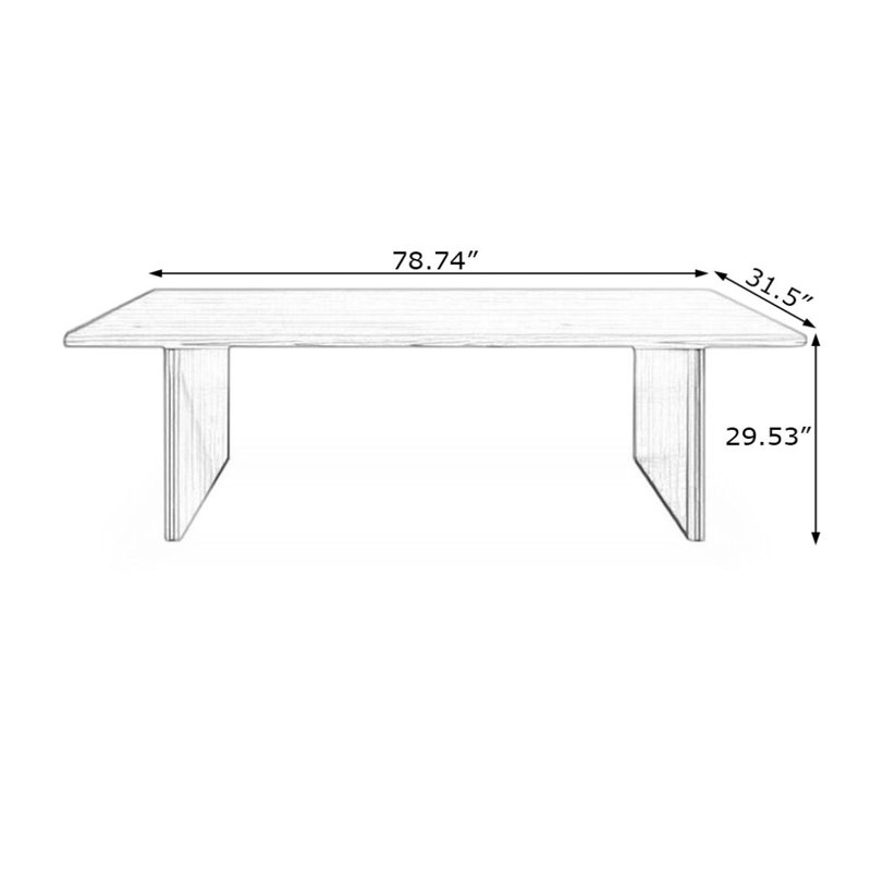 Table de salle à manger Bobb Burlywood, Brun orangé, H 29,53 po x L 78,74 po x l 31,5 po
