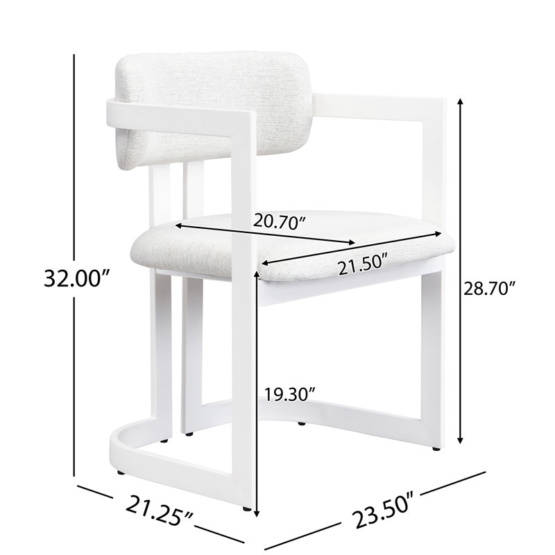 Deux chaises de salle à manger rembourrées - Fauteuils en tissu avec assise beige et structure en métal, fer solide pour un soutien constant, 23,5 pouces de largeur, 21,1 de profondeur, 32 de hauteur, coussins riches et confortables, polyvalents
