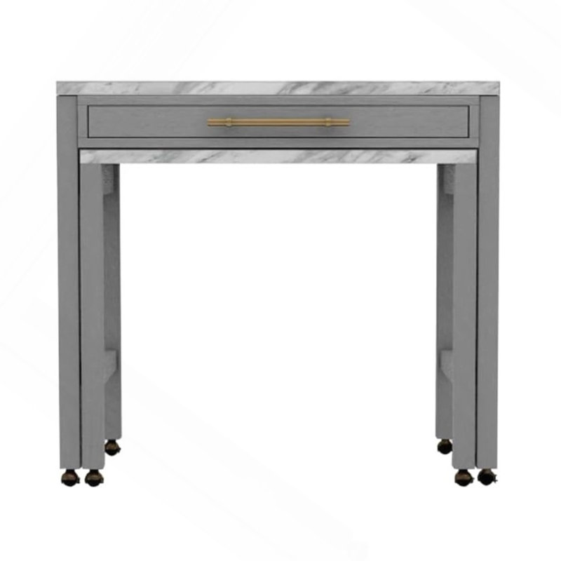 Light Gray Counter Height Table With NESTED Table  Fauxmarble Top Table