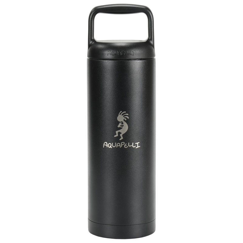 Bouteille d'eau en acier inoxydable 18 oz Aquapelli, Nuit noire