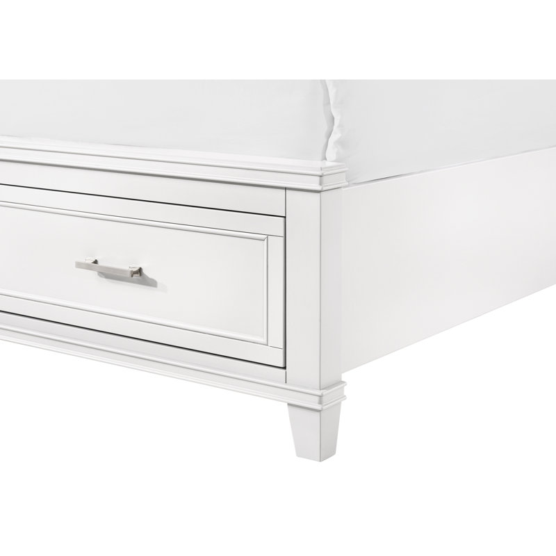 Lit de rangement blanc très grand X avec tête de lit en bois massif et style transitionnel de 86,12 po Profondeur, 81,64 de largeur, 49,11 de hauteur, lit de 194,45 lb, blanc, peuplier et bois d'hévéa, transitionnel, l