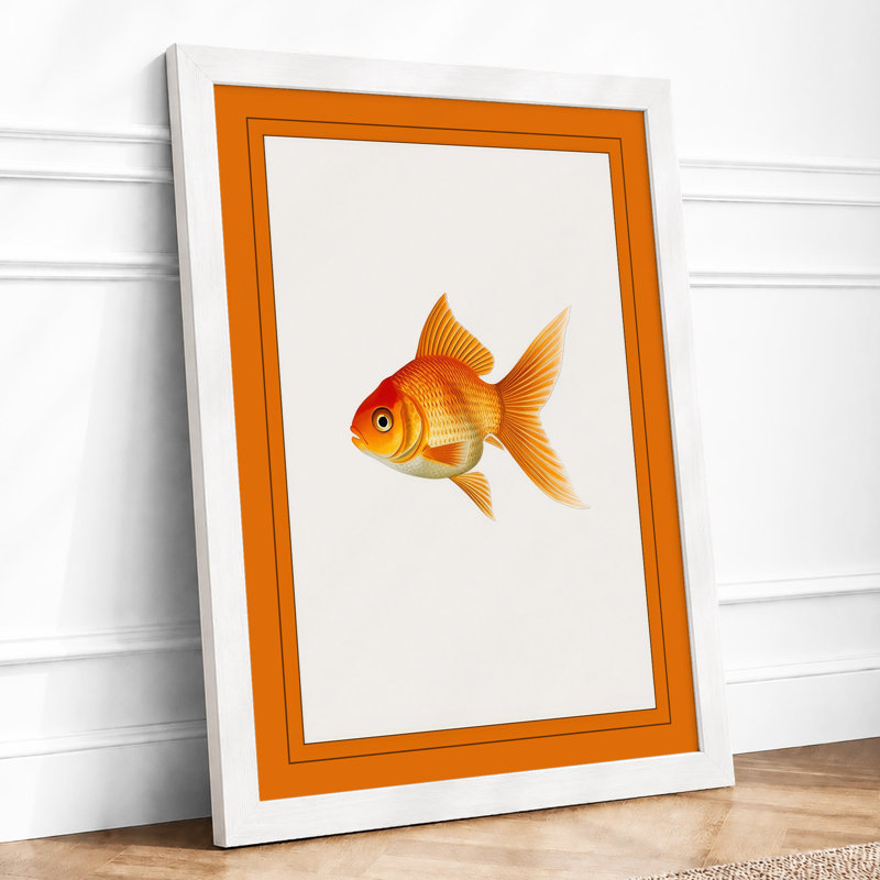 Golden Goldfish Botanical - Framed Print, A4 - 29.7 x 21.0 cm, White
