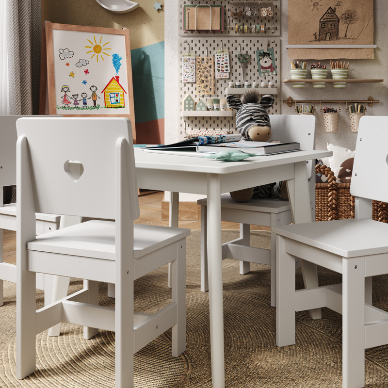  Solid Wood Kids Table and 2 Chair Set