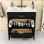 Meuble-lavabo de rangement avec lavabo en céramique et 2 portes Cabient-292639005