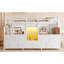 Lit simple mezzanine bas avec plusieurs espaces de rangement, tiroirs en tissu non tissé, tablettes, lit mezzanine en métal avec lumières et espaces indépendants sous le lit, aucun sommier nécessaire