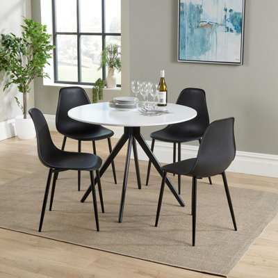 Aspen 5-Piece Casual Dining Set - Spacious Round Table & 4 Curved Plastic Chairs