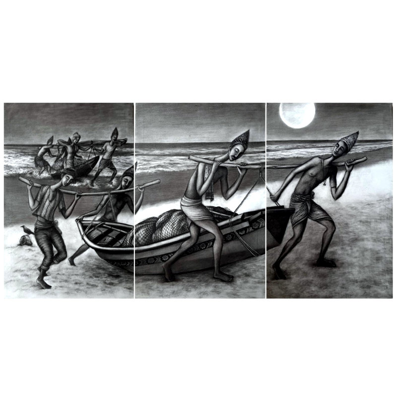 Petits rêves (3 toiles) | Acrylique sur toile | Uttam Bhattacharya